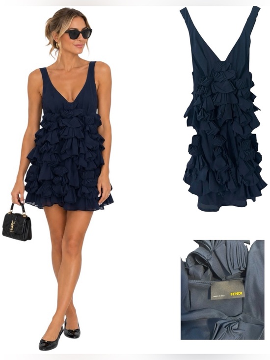Fendi Dresses & Skirts - Fendi Navy Ruffle Mini Dress